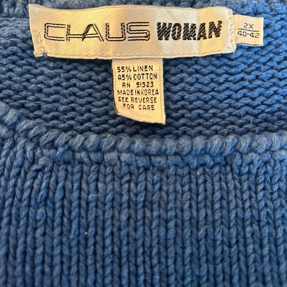 Vintage 80s Chaus Woman Blue Knit Sweater